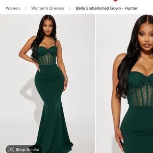 Abella Embellished Green Dress